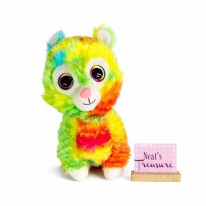 Spark Create LLAMA Big Glitter Eyes Rainbow Tie Dye 11" Stuffed Animal Plush